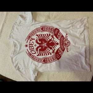 Men’s white red obey large t shirt